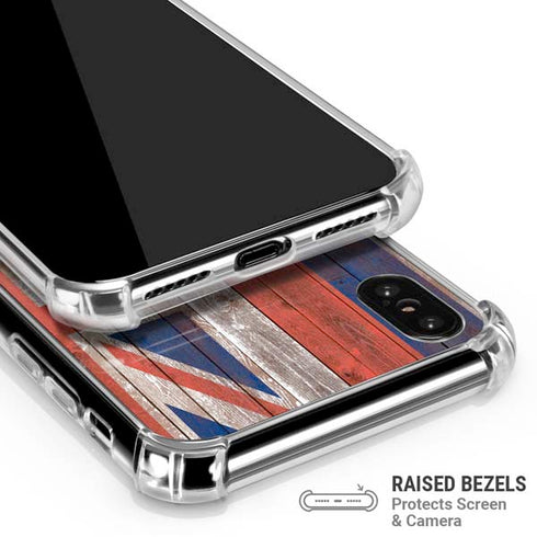 Hawaiian Flag Dark Wood iPhone XS Max Clear Case