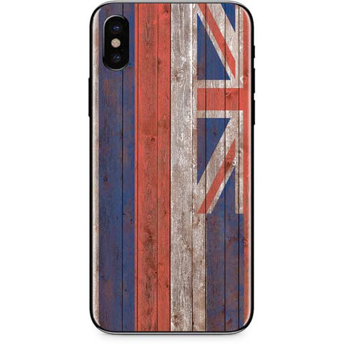 Hawaiian Flag Dark Wood iPhone XS Skin