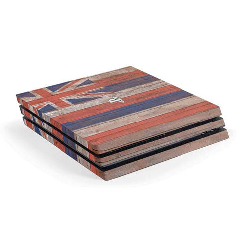 Hawaiian Flag Dark Wood PS4 Pro Console Skin