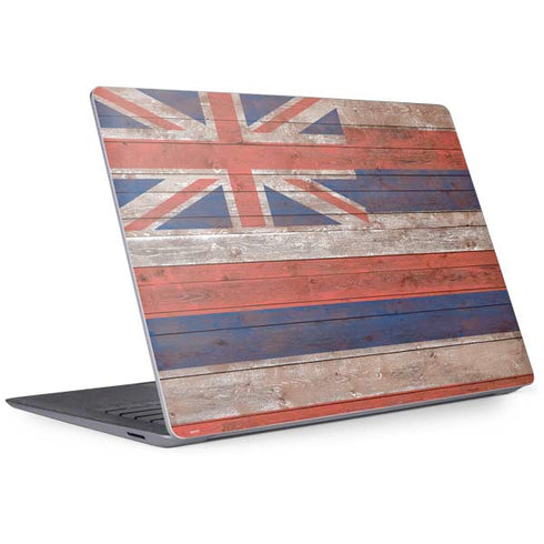 Hawaiian Flag Dark Wood Surface Laptop 3 13.5in Skin