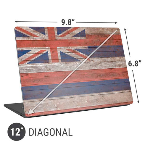 Hawaiian Flag Dark Wood Universal Laptop 12in (9.8 x 6.8in) Skin