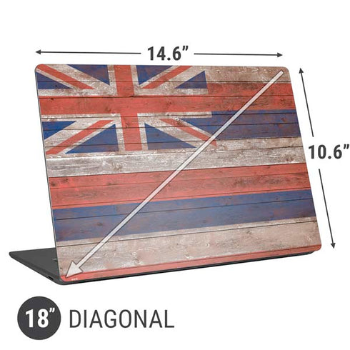Hawaiian Flag Dark Wood Universal Laptop 18in (14.6 x 10.6in) Skin