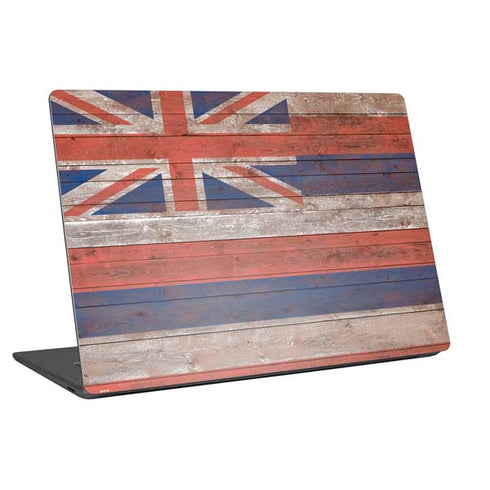 Hawaiian Flag Dark Wood Universal Laptop 18in (14.6 x 10.6in) Skin