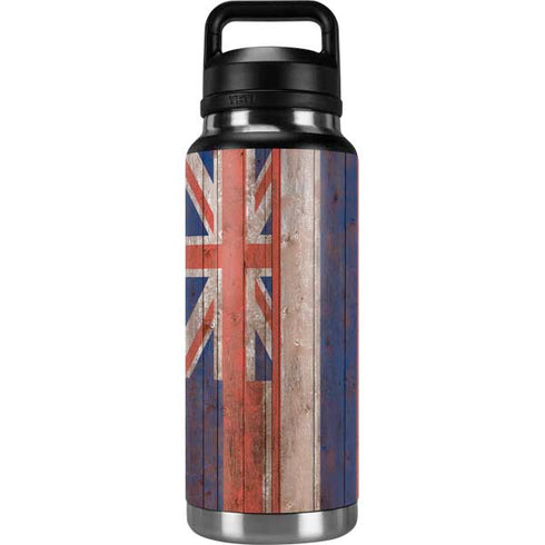 Hawaiian Flag Dark Wood YETI Rambler 36oz Bottle Skin