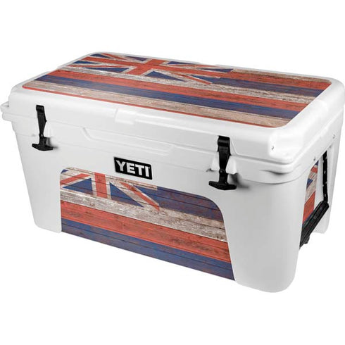 Hawaiian Flag Dark Wood YETI Tundra 65 Hard Cooler Skin