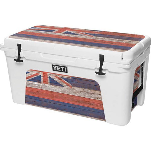 Hawaiian Flag Dark Wood YETI Tundra 75 Hard Cooler Skin