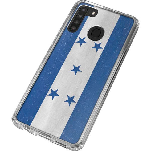 Honduras Flag Distressed Galaxy A21 Clear Case