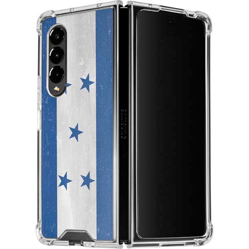 Honduras Flag Distressed Galaxy Z Fold4 5G Clear Case