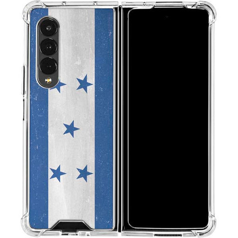 Honduras Flag Distressed Galaxy Z Fold4 5G Clear Case