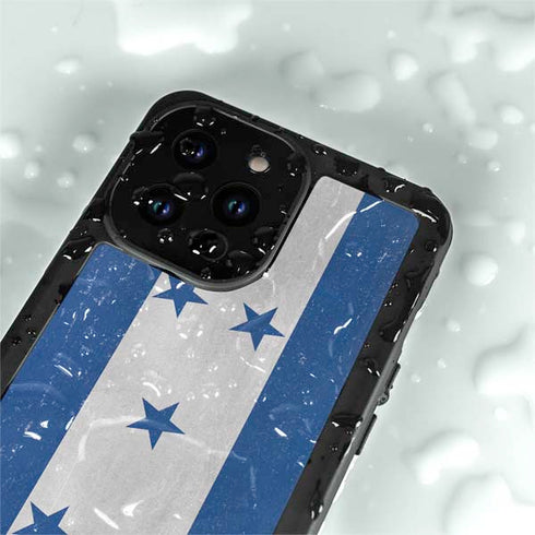 Honduras Flag Distressed iPhone 14 Pro Waterproof Case