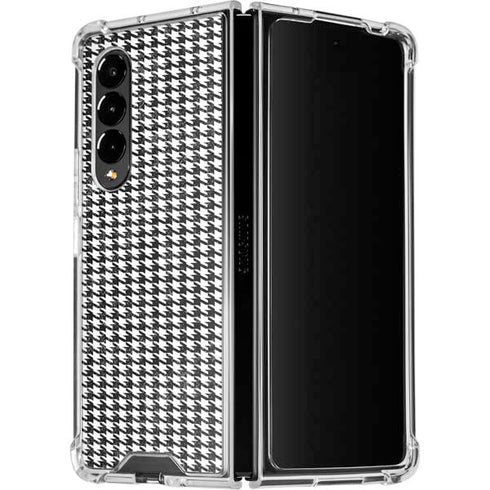 Houndstooth Black/White Galaxy Z Fold4 5G Clear Case