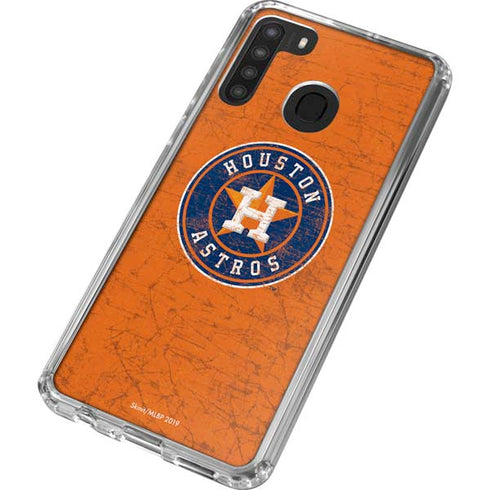 MLB Houston Astros Distressed Galaxy A21 Clear Case