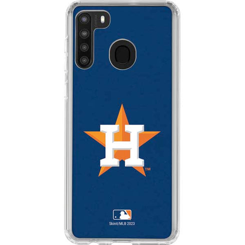 MLB Houston Astros Distressed Galaxy A21 Clear Case
