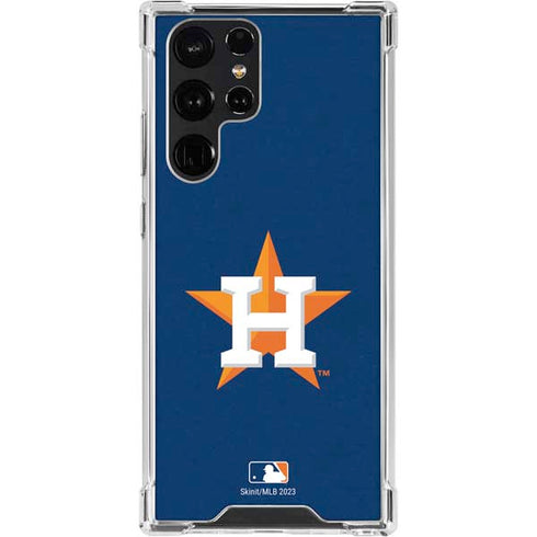 MLB Houston Astros Distressed Galaxy S22 Ultra Clear Case