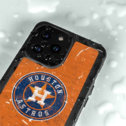 MLB Houston Astros Distressed iPhone 14 Pro Max Waterproof Case