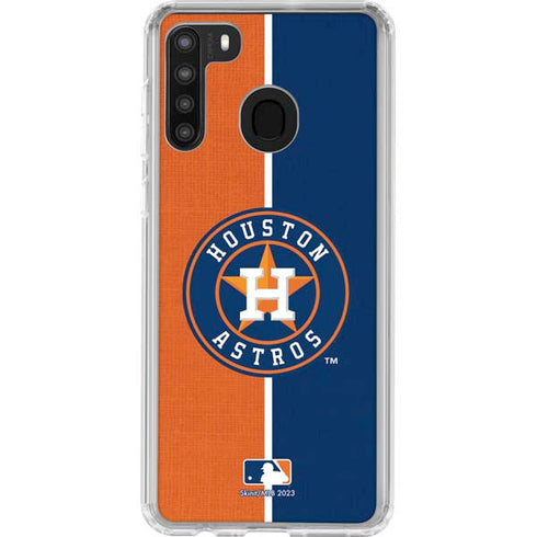 MLB Houston Astros Split Galaxy A21 Clear Case