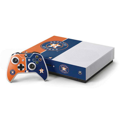 MLB Houston Astros Split Xbox One S Console and Controller Bundle Skin