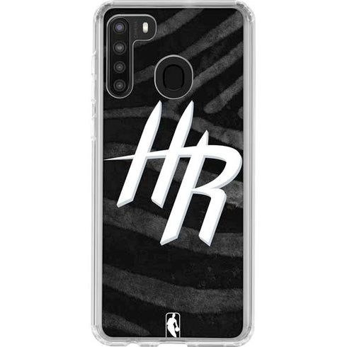 NBA Houston Rockets Black Animal Print Galaxy A21 Clear Case