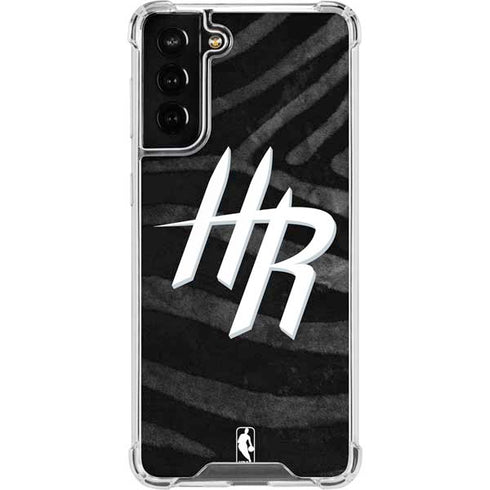 NBA Houston Rockets Black Animal Print Galaxy S21 FE Clear Case