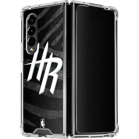 NBA Houston Rockets Black Animal Print Galaxy Z Fold4 5G Clear Case