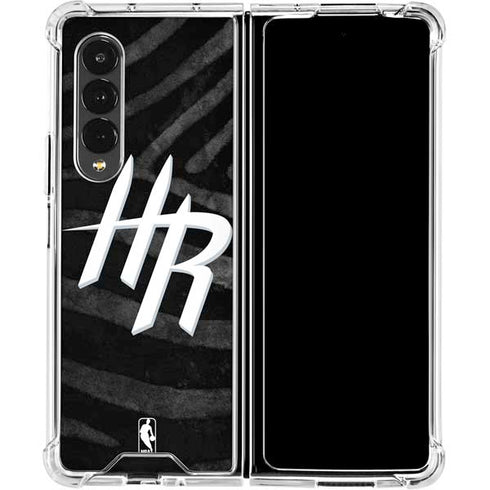 NBA Houston Rockets Black Animal Print Galaxy Z Fold4 5G Clear Case