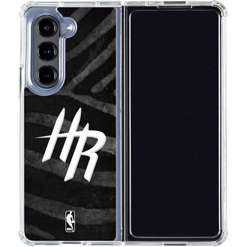 NBA Houston Rockets Black Animal Print Galaxy Z Fold5 5G Clear Case