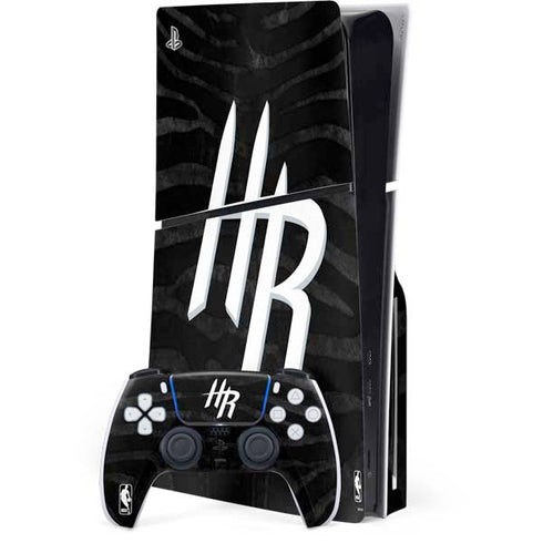 NBA Houston Rockets Black Animal Print PS5 Slim Disk Bundle Skin