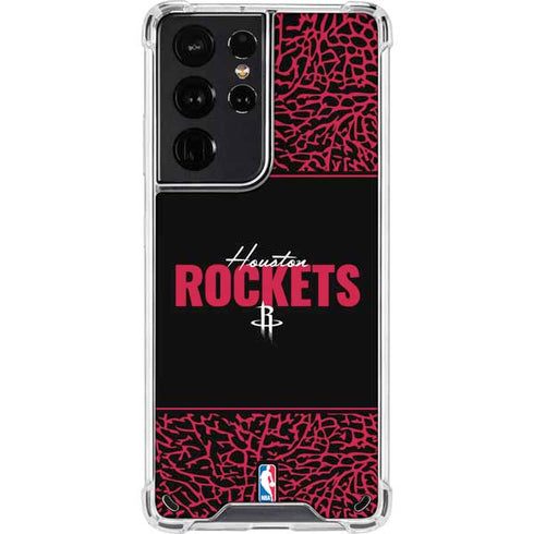 NBA Houston Rockets Elephant Print Galaxy S21 Ultra 5G Clear Case
