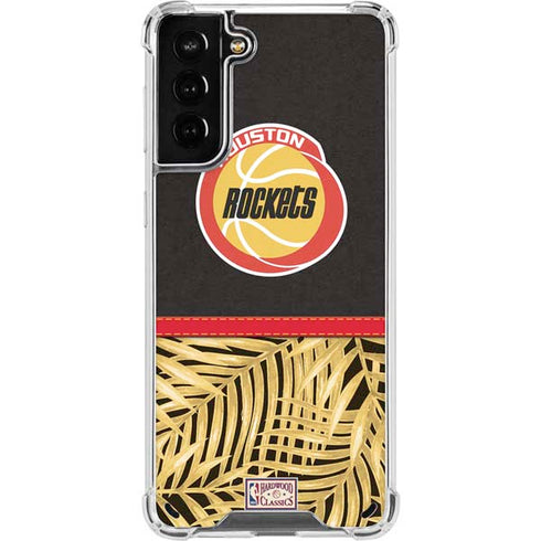NBA Houston Rockets Retro Palms Galaxy S21 Plus 5G Clear Case