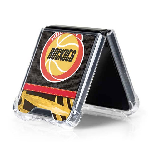 NBA Houston Rockets Retro Palms Galaxy Z Flip5 5G Clear Case