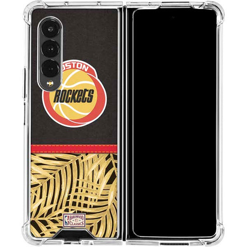 NBA Houston Rockets Retro Palms Galaxy Z Fold4 5G Clear Case