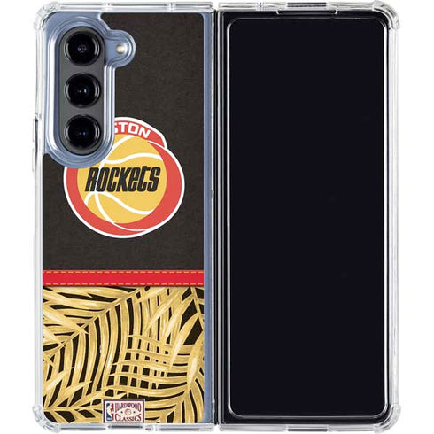NBA Houston Rockets Retro Palms Galaxy Z Fold5 5G Clear Case