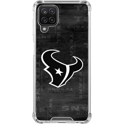 NFL Houston Texans Black & White Galaxy A12 Clear Case