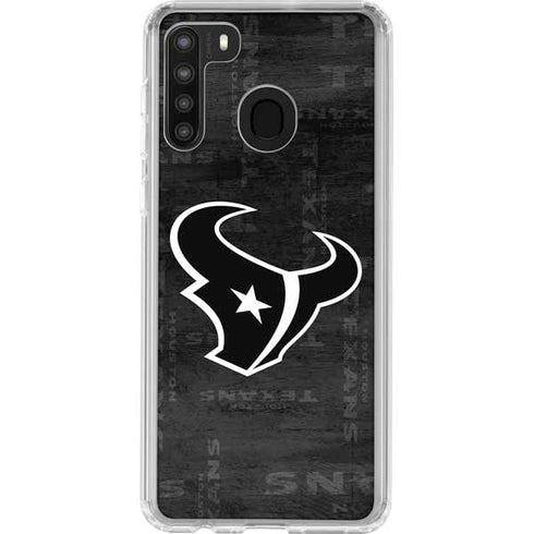 NFL Houston Texans Black & White Galaxy A21 Clear Case