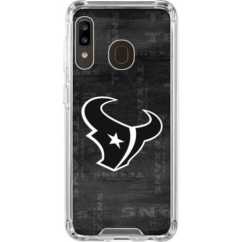 NFL Houston Texans Black & White Galaxy A30 Clear Case