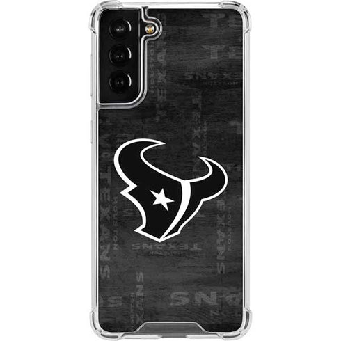 NFL Houston Texans Black & White Galaxy S21 FE Clear Case