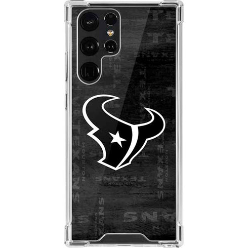 NFL Houston Texans Black & White Galaxy S22 Ultra Clear Case