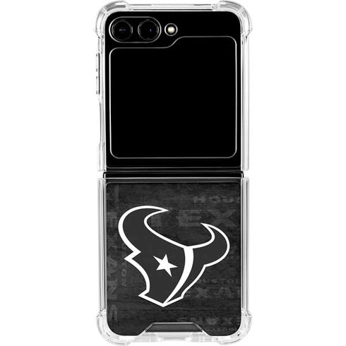 NFL Houston Texans Black & White Galaxy Z Flip5 5G Clear Case