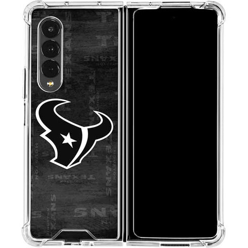 NFL Houston Texans Black & White Galaxy Z Fold4 5G Clear Case