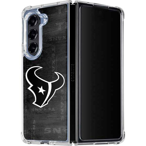 NFL Houston Texans Black & White Galaxy Z Fold5 5G Clear Case
