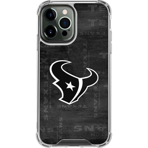 NFL Houston Texans Black & White iPhone 13 Pro Max Clear Case