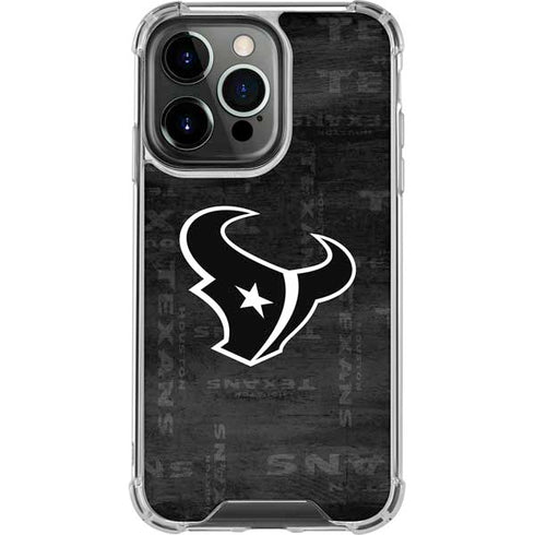 NFL Houston Texans Black & White iPhone 14 Pro Clear Case
