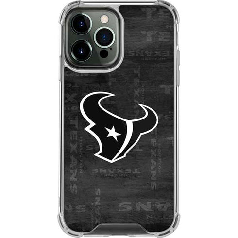 NFL Houston Texans Black & White iPhone 15 Pro Max Clear Case