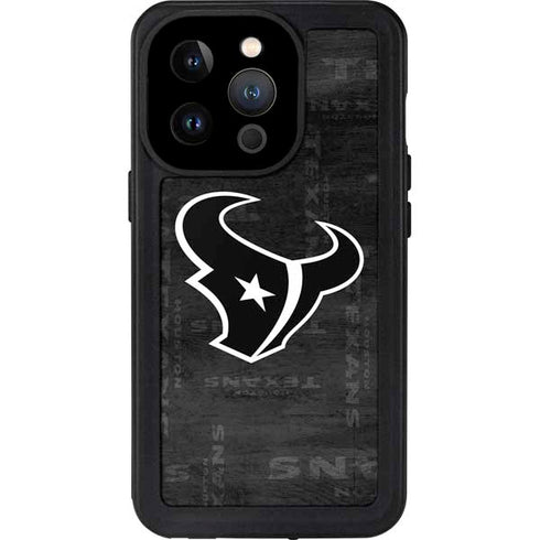 NFL Houston Texans Black & White iPhone 14 Pro Waterproof Case