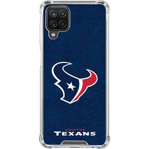 NFL Houston Texans Distressed Galaxy A12 Clear Case