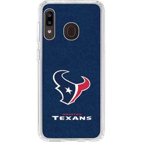 NFL Houston Texans Distressed Galaxy A20 Clear Case
