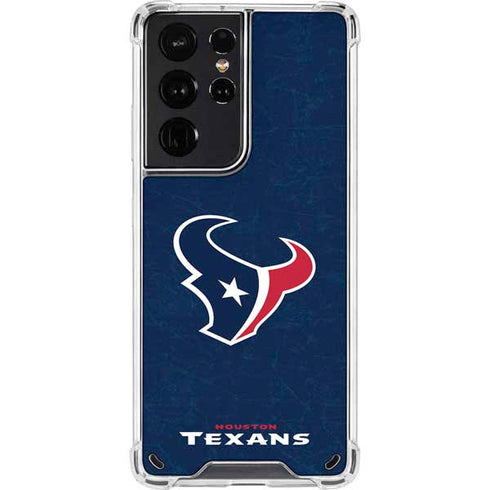 NFL Houston Texans Distressed Galaxy S21 Ultra 5G Clear Case