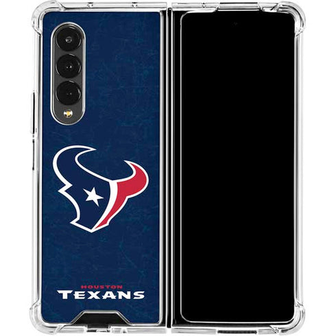 NFL Houston Texans Distressed Galaxy Z Fold4 5G Clear Case