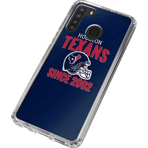 NFL Houston Texans Helmet Galaxy A21 Clear Case