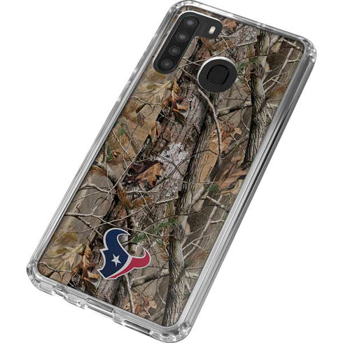 NFL Houston Texans Realtree AP Camo Galaxy A21 Clear Case